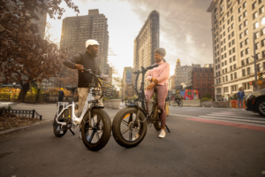 African American Couple on e-bikes